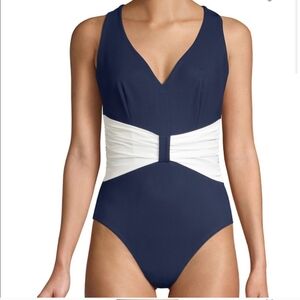 Chiara Boni Navy and White One Piece Swimsuit